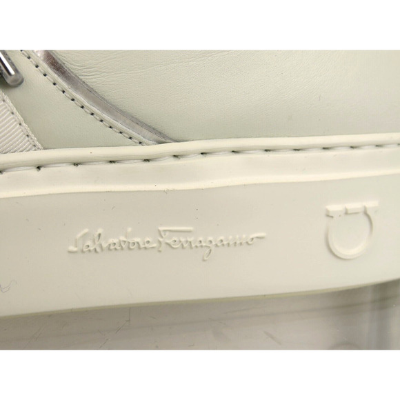 $795 FERRAGAMO NORIS WHITE LEATHER BEIGE SUEDE SF LOGO SNEAKERS 9.5 M ITALY main image 11